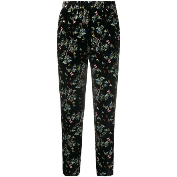 ZADIG & VOLTAIRE Womens Pants Size 36 Black Floral Pull On POPPY VELVET BLOSSOM - Picture 1 of 11
